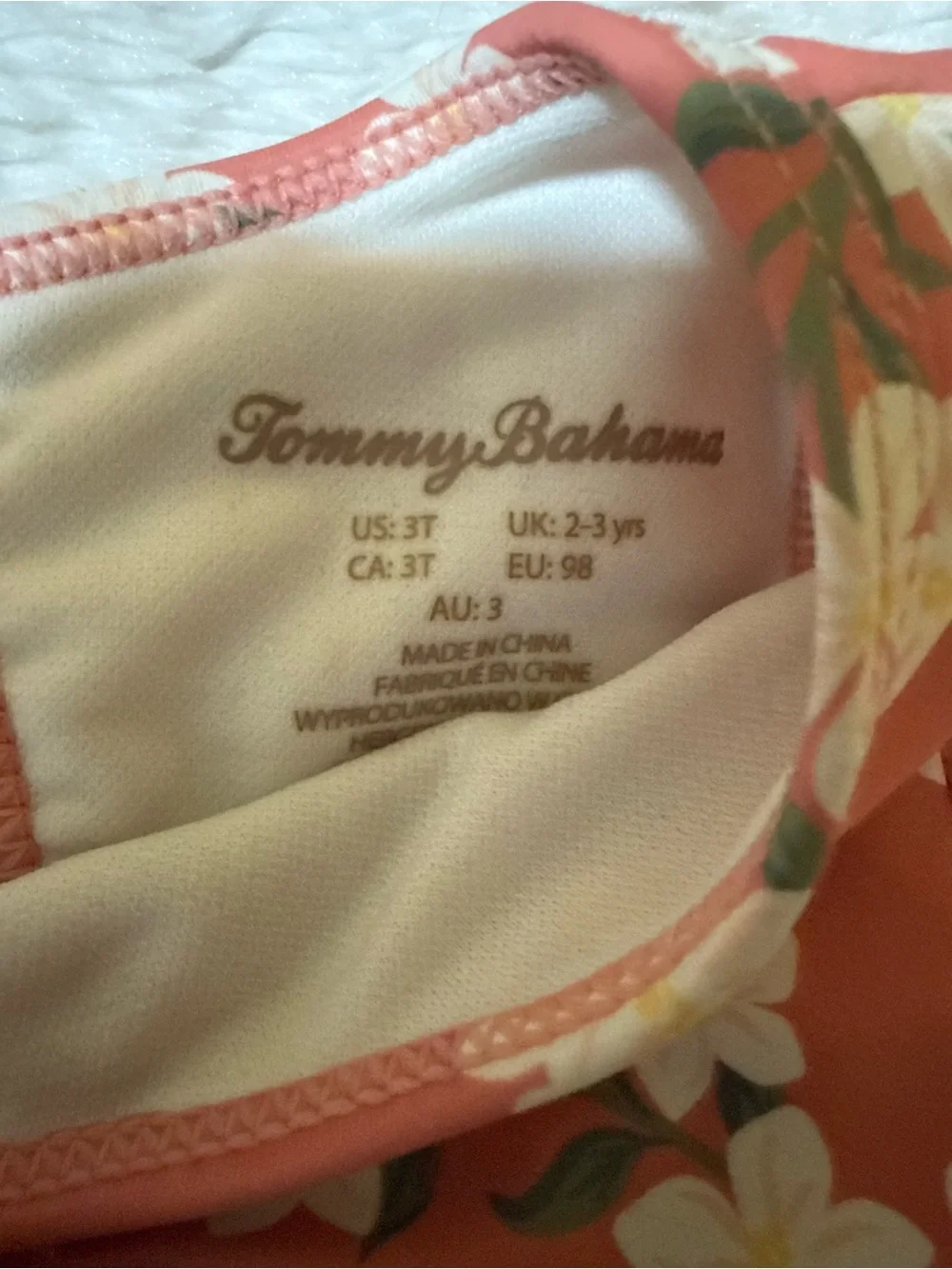 Tommy Bahamas Coral Floral Ruffle One-Piece Swimsuit with sun hat